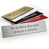 Plaque gravée pour nom boîte aux lettres autocollante 10x2,5cm personnalisée 1 à 3 lignes Alu Brossé