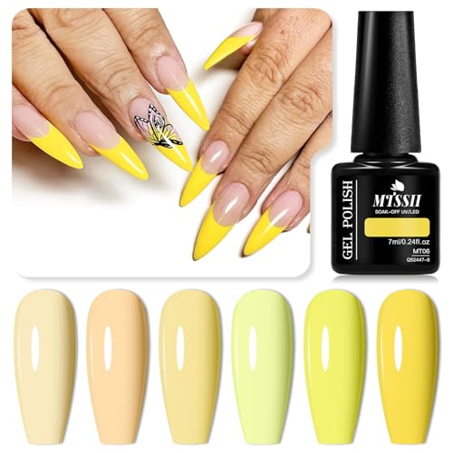 Set de esmaltes en gel amarillo pastel de 6 piezas miniatura 2