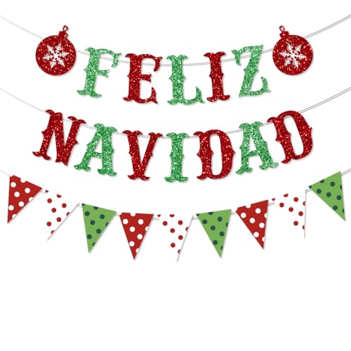 Feliz Navidad Decorations Banner Pre-Strung Merry Christmas Party Spanish Xmas Happy Holiday New Year Eve Celebrating Supplies Red Green Glitter NO DIY Feliz Navidad Decorations Banner Pre-Strung Merry Christmas Party Spanish Xmas Happy Holiday New Year Eve Celebrating Supplies Red Green Glitter NO DIY