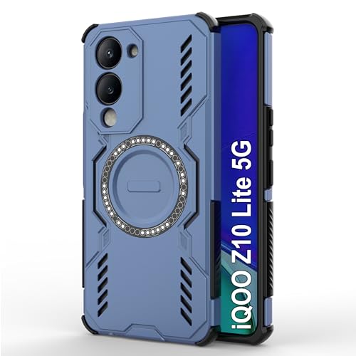 Image of Zapcase Back Case Cover for iQOO Z10 Lite 5G | MagSafe Case with Built-in Metal Ring | Supports MagSafe Charger, Wallet & Car Mount | Shockproof Hybrid PC + TPU | Blue