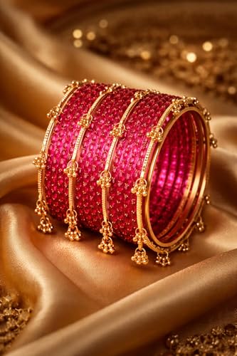 Image of Shining Diva Fashion 16 Pcs Trendy Stylish Glass & Kashmiri Ghungroo Bangles Set for Women & Girls | Traditional Festive Wedding Party Jewellery