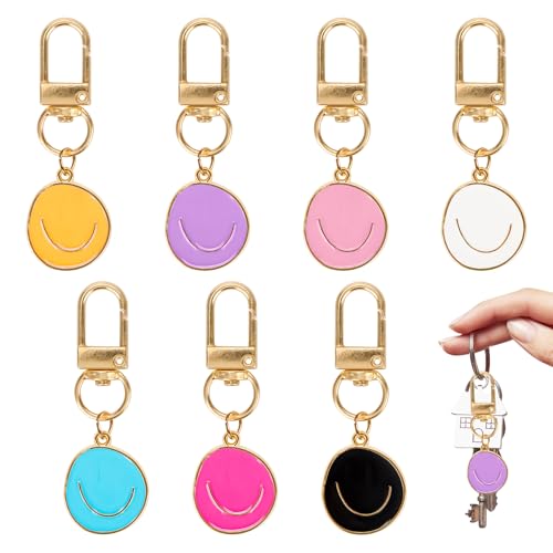 Feirdhoo Lot de 35 porte-clés visage souriant - 7 couleurs - En alliage doré - Avec pendentif...