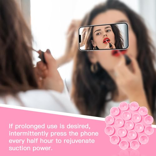 GEEHUA Silikonowy uchwyt na telefon z przyssawką, samoprzylepny uchwyt na telefon komórkowy pod prysznic, antypoślizgowy, zestaw głośnomówiący, obsługa wideo, selfie (różowy)