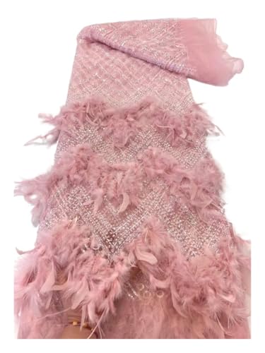 Dentelle perlée lourde rose 3D haute couture pour robe de mariée de prestige