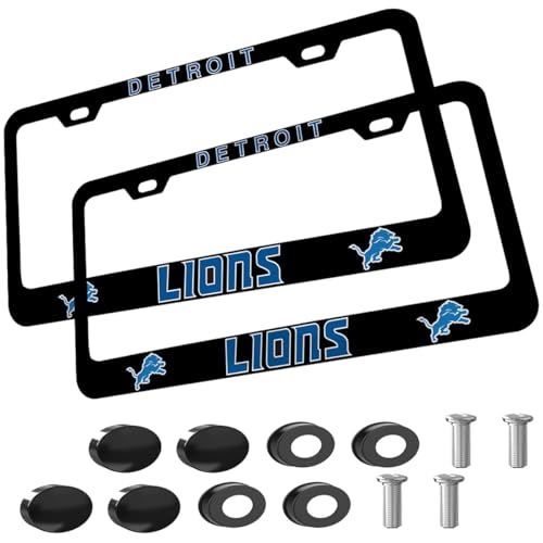 2PCS Fans Matte Metal for Lions License Plate Frames Holder with Screw for Car Tag Frame