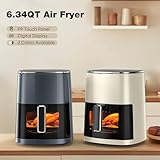 Sweetcrispy Air Fryer 6QT with Window, Square Airfryer Oven 12-in-1 for Family, 400°F Rapid Air Crispy Technology, Roast Bake Dehydrate, Nonstick & Easy-Clean Basket,Grey Black