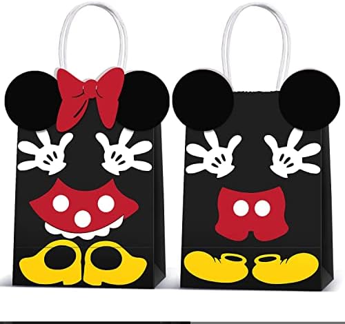 Min Mouse Party Supplies Bags -Micky Minie Paper Treat Candy Gift Bags for Kids Birthday Micky Minie Party Supplies -24 Piece