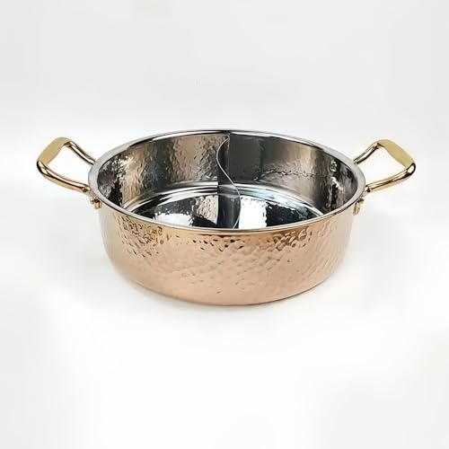 ハンマーパターン煮込む調理に ステンレス 両手鍋 IH・ガス対応 煮る 茹でる クックウェア (金, 鍋口直径32cm+二度煮込み鍋+カバーなし)
