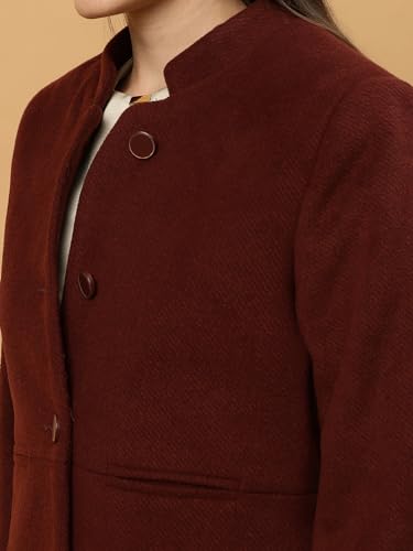 Image of BEATNIK Shawl Collar Full Sleeve Maroon Women's Blazers