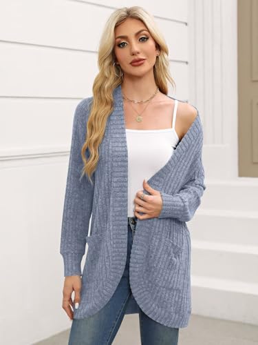 Image of BELAROI Women Plus Size Cardigan Sweater Fall Outfit | Open front long cardigan, lightweight sweater, versatile layering tops for fall winter, daily wear, outdoor, office clothes
