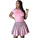 MTOYOU Fashion round neck sleeved pleated skirt two-piece knit printed dress