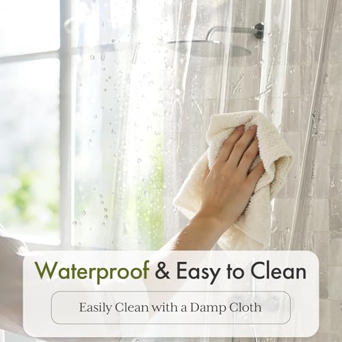 Image of Bathway Shower Curtain Liner, Clear Shower Curtain Liner 54x78 PEVA Waterproof Shower Curtain Liner Plastic with 3 Magnets and 9 Rustproof Metal Grommets, Lightweight Stall Long Shower Liner Bathroom