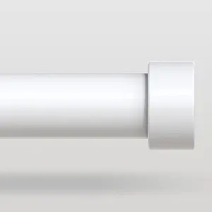 White Curtain Rods for Windows 72 to 144 Inch(6-12 Feet),1" Diameter Rods with Modern Style End Cap Finials,Size:36-144 Inch