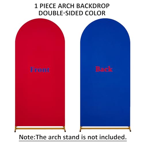 Image of 4 of July Decorations- Arch Backdrop Cover 6ft Double Color Spandex Wedding Arch Stand Covers for Birthday Party Baby Shower Gender Reveal Boy or Girl Decoration(Navy Blue&Red)