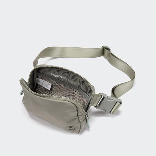 Image of Pander Two Way Zipper Fanny Pack Nylon Everywhere Belt Bag for Women, Water Repellent Waist Packs, Crossbody Bags with Adjustable Strap (Grey Sage).