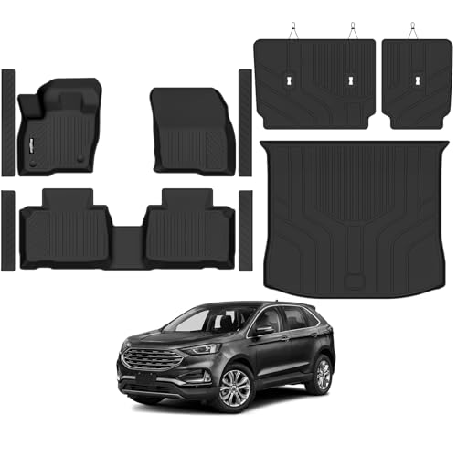 Bingoliner Floor Mats for Ford Edge 2015-2025 2026 Trunk Mat and Backrest Mats & Door Sill Guard All Weather TPE Protector for Ford Edge Accessories