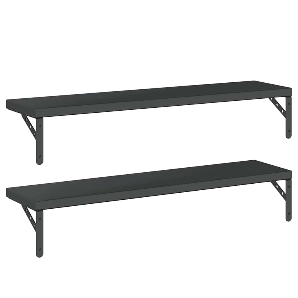 Generisch Wandregale 2 STK. 100x23,5 cm Schwarz Edelstahl,Möbel,Regalsysteme,Wandregale-3214513