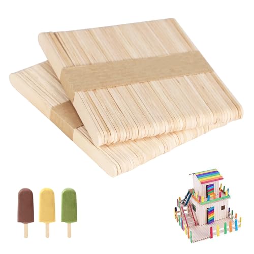 XDLOIFN 100 Stück Eisstiele Holz Holzstäbchen zum Basteln DIY Handwerk Eisstiele zum Basteln fur Kinder - 114 mm x 9 mm x 2 mm