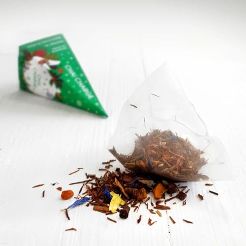 ETS Tee Geschenk mit Schleife Holiday Collection weiß | 12 BIO-Wintertees | 4 verschiedene Sorten | Pyramidenbeutel | Umweltfreundliches Geschenk zu Weihnachten