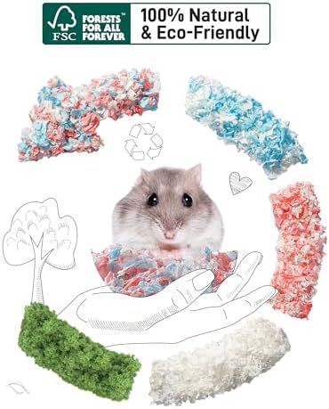 BUCATSTATE Hamster Bedding 70L, 99% Dust-Free Guinea Pig Bedding Odor Control, Cozy Paper Small Animal Beddings for Rabbit Rat Syrian Dwarf Hamsters Gerbils (White)