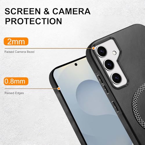 Image of KARWAN Shockproof Hybrid Leather Finish Back Case Cover Compatible with Samsung Galaxy A35 with Wireless MagEaze Charging Cover, Anti-Scratch Shield Case with Strong Minimalist Design (Black)