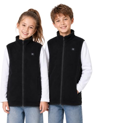 Glaais Kids Heated Vest with 7.4V 12000mAh Battery Pack Included Boys Girls Lightweight Electric Fleece Heated Vests-S