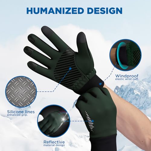 Image of SIMARI Winter Gloves for Women Men - Cold Weather Thermal Touch Screen Ski Snow Glove Liners, Non-Slip Palm & Warm Fleece Lined, for Running Cycling Driving Hiking Walking Sports Outdoor Texting Work