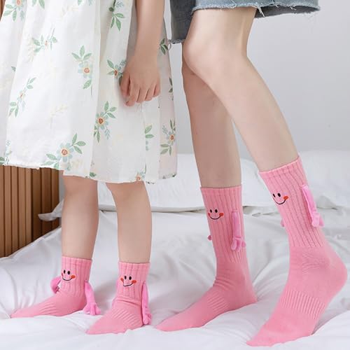 2 Pairs Family Matching Magnetic Hand Holding Socks Cotton Funny 3D Doll Parent Child Socks Hand in Hand Socks2