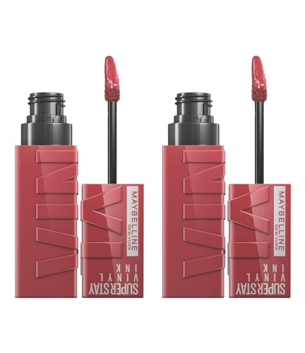 Maybelline New York SuperStay Vinyl Ink Lippenfarbe Glänzend und Leuchtend mit Haltbarkeit bis zu 16 Stunden Formel No Transfer Farbe 40 Witty - 2 Lippenstifte
