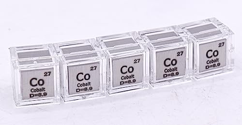Image of 0.39 inch 10mm Cobalt Metal Cube Co up to 99.9% Pure Periodic Table Element Engraved Density Collection Science Education Display Block Cube + Acrylic Case Box - 1PC