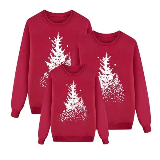 Jersey Navidad Familia Sudaderas Navideño Familiares Invierno de Reno Jerseys Navideñas Manga Larga Pullover Familia Mujer Hombre Niño Niña Chica Christmas Blusas Cuello Redondo Tops Hombres