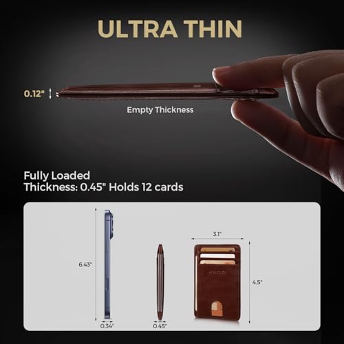 Image of RUNBOX Slim Minimalist Front Pocket RFID Blocking Leather Wallets for Men and Women Card Holder Wallets Gifts for men