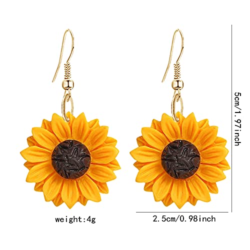 CHUNYANAN Fashion Simplicity Sunflower Dangle Drop Earrings for Women Yellow Enamel Daisy Sun Flower Personalized Earrings Jewelry Gift2