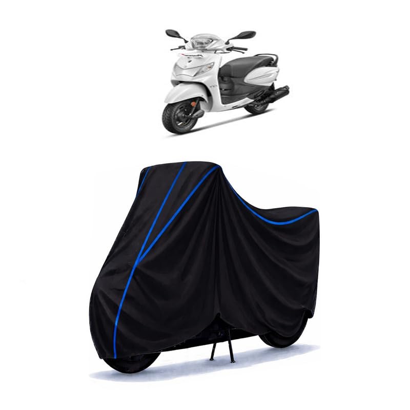 Image of Scooty Cover Water Resistant for Pleasure | Universal Scooter & Bike Cover | Heavy Duty UV Dust, Rain & Scratch Protection | Elastic Fit All Weather Indoor Outdoor | Black with Blue Piping