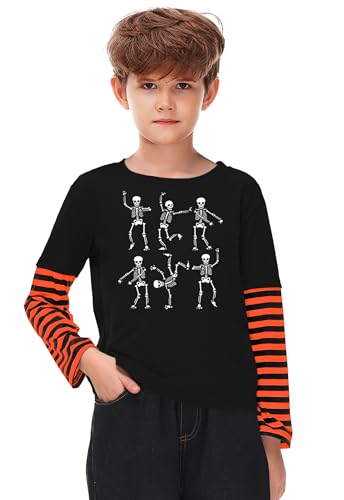 Image of Remimi Unisex Kids Christmas Long Sleeve Shirt Xmas Print Stripe Shirts 2-12 Years
