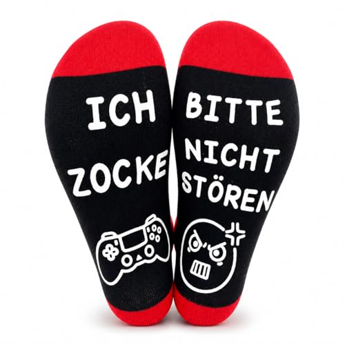 Lustige Gaming Socken Gamer Geschenk Mit Spruch Spruch Bitte Nicht Stören Ich Zocke Fun Zocken Socken Neuheit Baumwoll Wintersocken Rutschfeste Haussocken Männer Herren Frauen Teenager Geburtstag