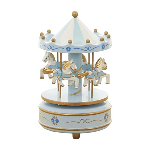 Oxxggkao 1. Caja de música de carrusel de Navidad enrollada a mano con melodías, elegante adorno giratorio para decoración de mesa de vacaciones, hogar, carruseles de Navidad, caja de música