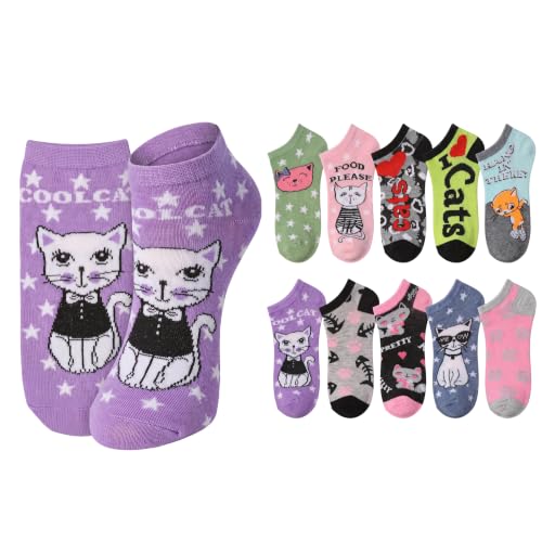 Image of Tipi Toe Women's 10 Pairs Lightweight Colorful Socks - Fun Low Cut Patterns for All-Day Comfort and Easy Everyday Style