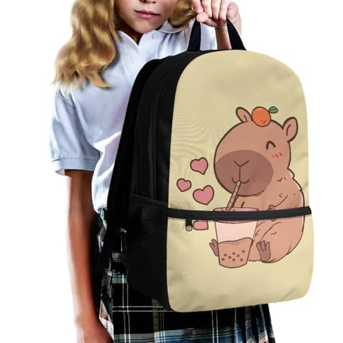 Cute Capybara Backpack for School Yellow Kids Backpack with Lunch Box Set for Girls School Bag Set for Primary Middle Students Mochilas Para NiñA2
