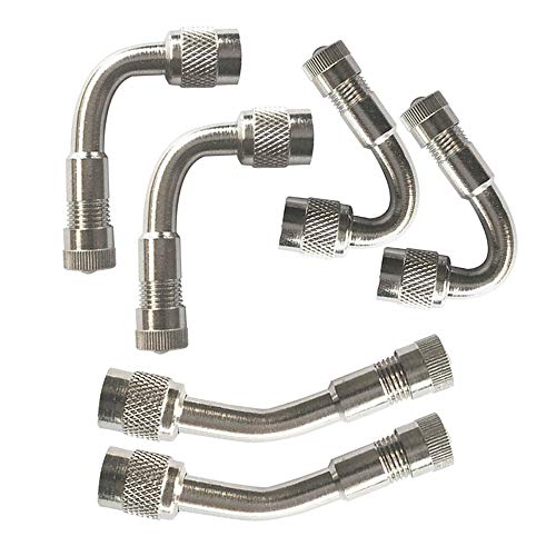 QitinDasen 6Pcs Profesional Neumático Válvula Extensión Adaptador, Extensión de Vástago de Neumático, Niquelado Cobre Neumático Válvula Extensión Schrader Válvula Adaptador (3 Tipos, Plata)