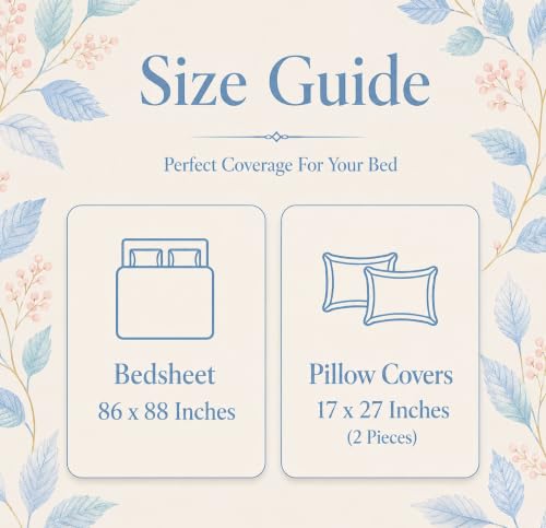 Image of BSB HOME 210 TC Cotton Feel Double Bedsheet with 2 Pillow Covers, Soft & Breathable Floral Printed Bed Sheet, Easy Care Bedding for Bedroom - 86 x 88 Inches (218 x 224 cm) (Off White)