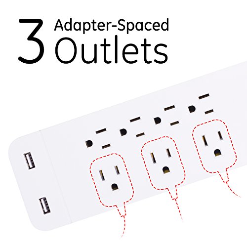 image for GE home electrical GE 6-Outlet Surge Protector, 4 Pack, 20 Ft Extensio
