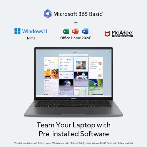 Image of ASUS Vivobook S14, Intel Core Ultra 5 225H, Intel iGPU,16GB RAM,512GB SSD,FHD+,14 inch,60Hz,Windows 11,M365 Basic (1Year)*,Office Home 2024,Matte Gray,1.4 Kg, S3407CA-LY057WS, Metallic Design Laptop