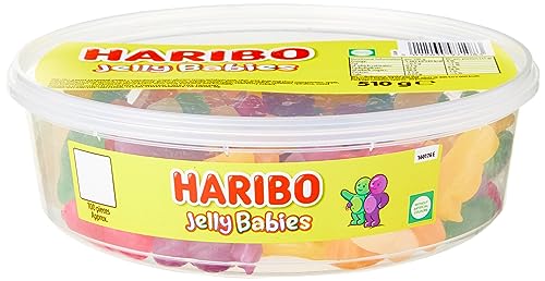HARIBO Jelly Babies Gummy Sweets Tub With Super Juicy Flavours 510 Grams (100 Pieces)