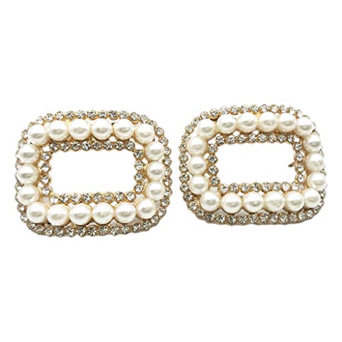 Baoblaze Juego de 2 Broches de Metal y Cristales para Zapatos Desmontable...