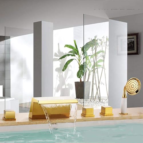 Mélangeur de baignoire cascade anti-calcaire en laiton durable avec pommeau mobile