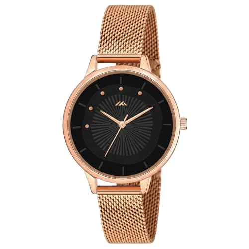 Image of WISEWALKER Women's Analog Wrist Watch for Ladies and Girls | Stylish & Trendy | Rose Gold Stainless Steel Premium Strap | Perfect for Casual, Party & Formal Wear