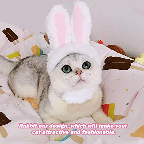 ciciglow Hasenohren für Katzen, süßes Kostüm, Plüsch-Kaninchenmütze für Katzen und kleine Hunde, Welpen, Partykostüm, Halloween-Zubehör, Kopfbedeckung