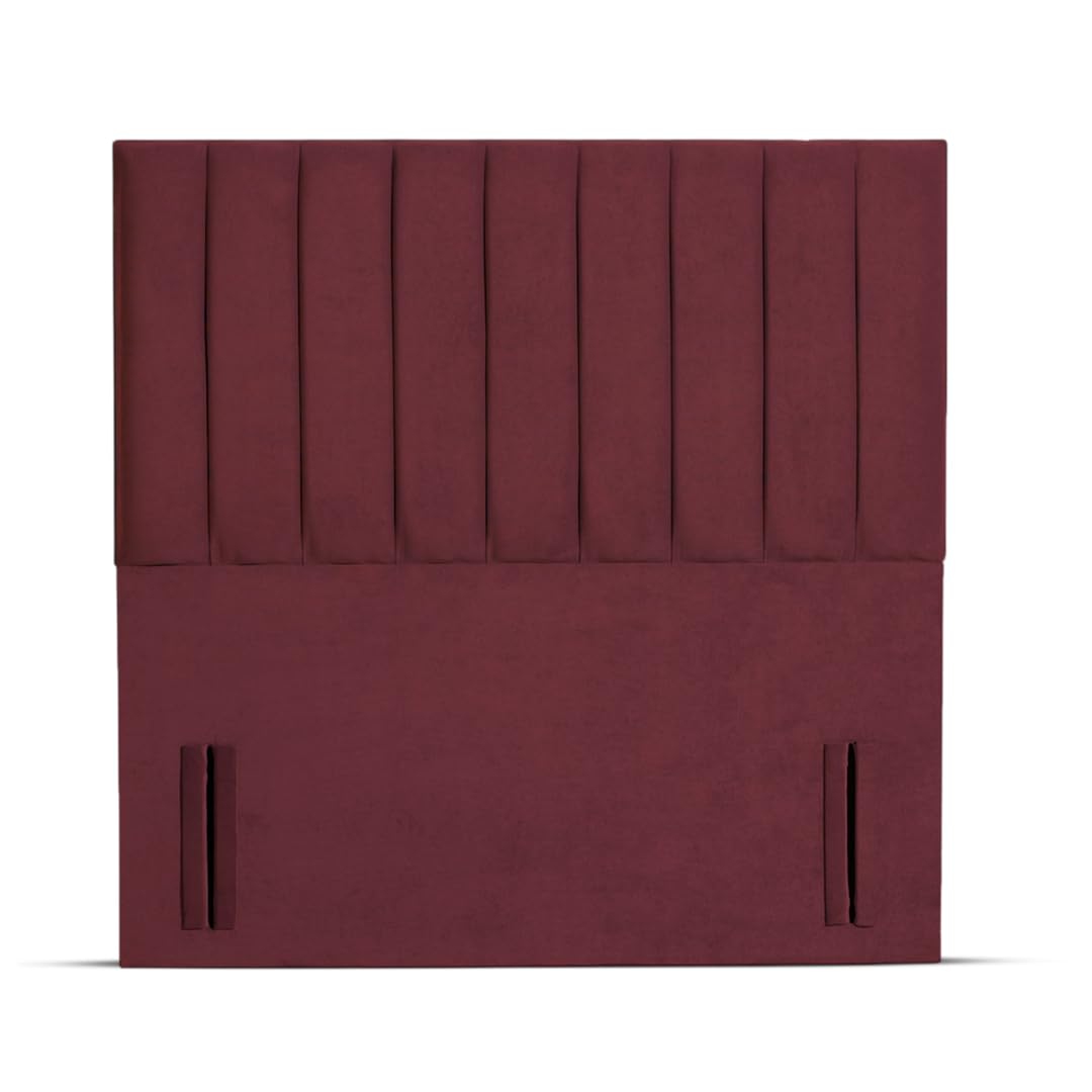 Floor Standing Divan Bed Headboard | Portland Plush Velvet Fabric Headboards for 3ft single bed Frame | Elegant design with wooden material headboards for beds (Burgundy,3ft Single Height-50inch)