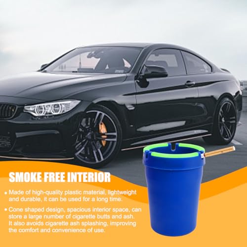 Image of Mandark Car Ashtray, 2PCS Glow In The Dark Smokeless Self-Extinguishing Vehicle Cigarette Trash Can, Smellproof Portable Automotive Ash Holder Organizer, Universal for Truck Home Office (Blue)